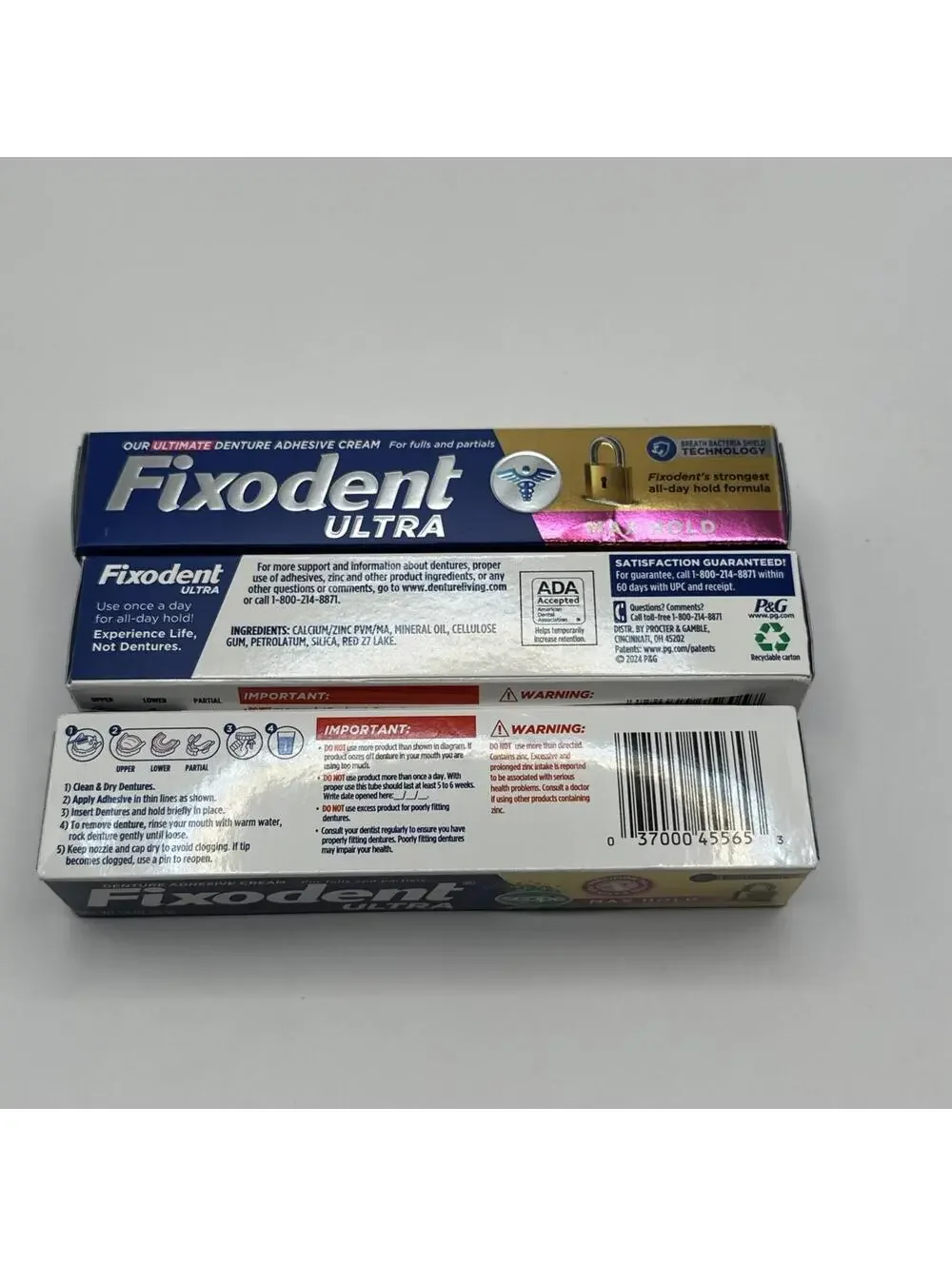 Fixodent ULTRA Max Hold Denture CREAM 2.2oz (3 Pack)